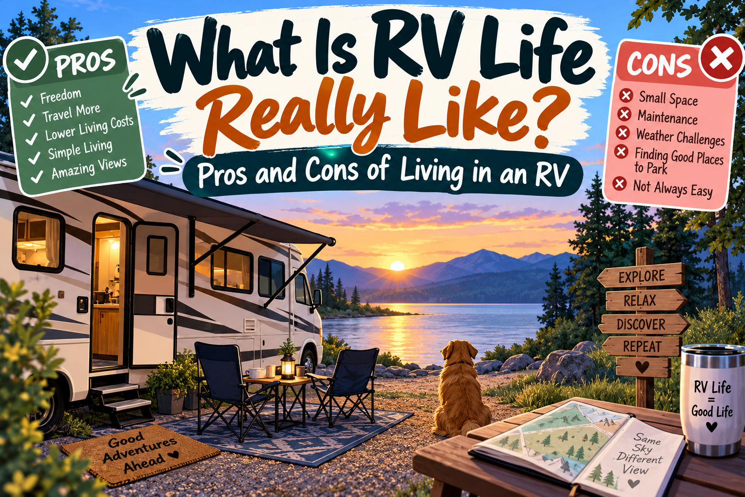 rv trailer and dog